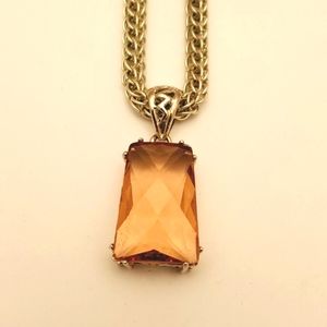 Crystal necklace peach/silver tone